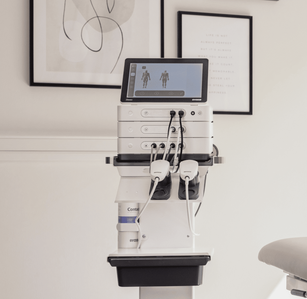 Elexeo on a trolley handy for physiotherapy office