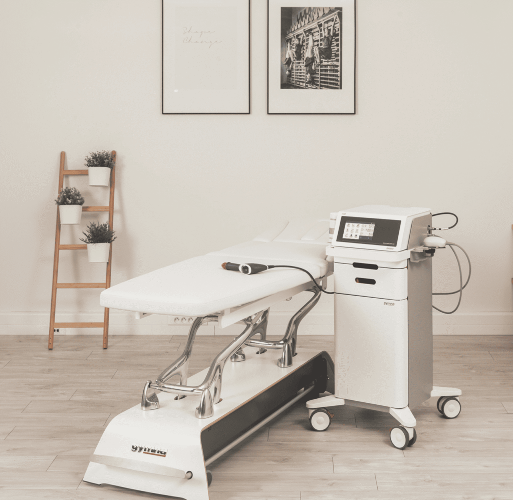 Shockwave therapy device Gymna ShockMaster in physiotherapy office